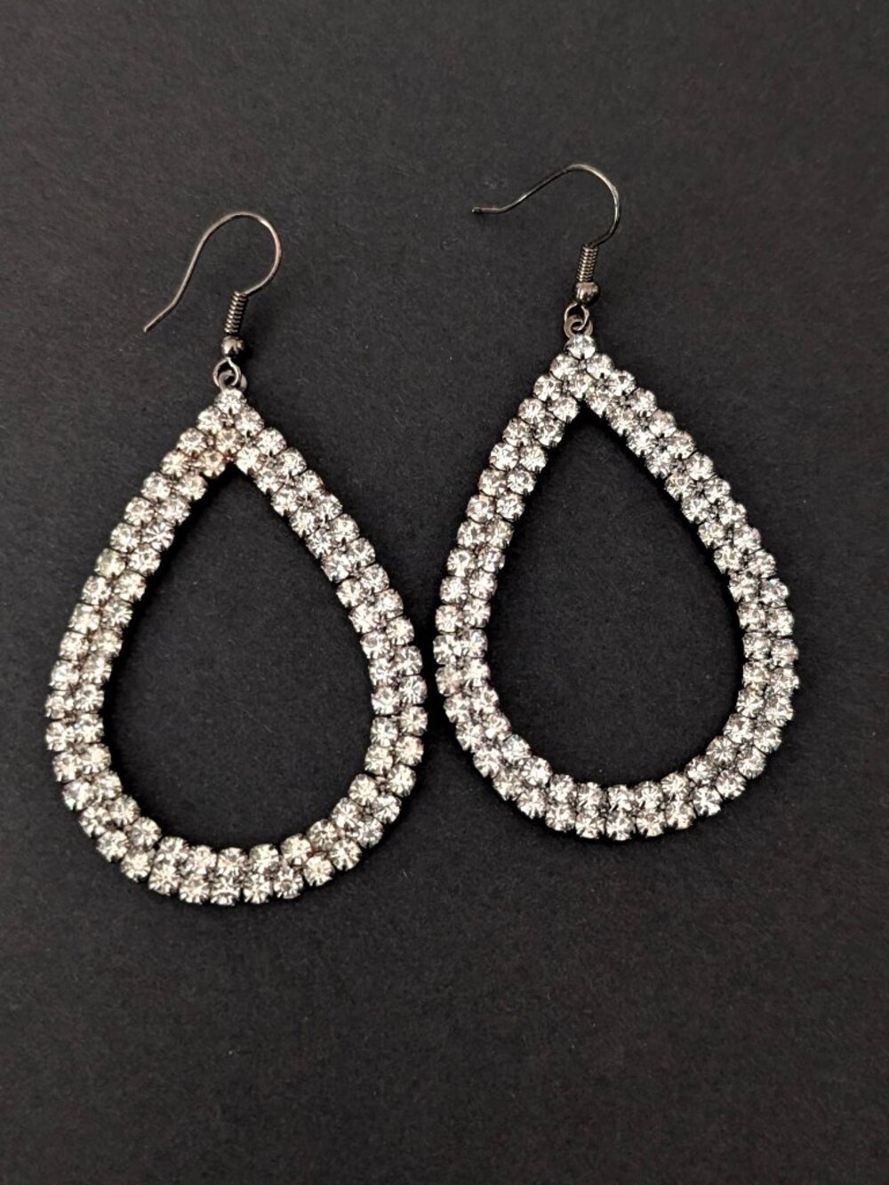 Oversized open tear drop shaped cz earrings
